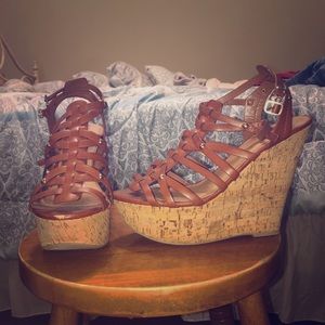 Brown Wedged Sandals